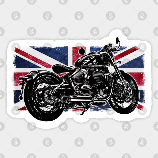 Bobber Motorcycle | Great Britain Flag | Custom Classic Motorcycles Sticker by SW-Longwave